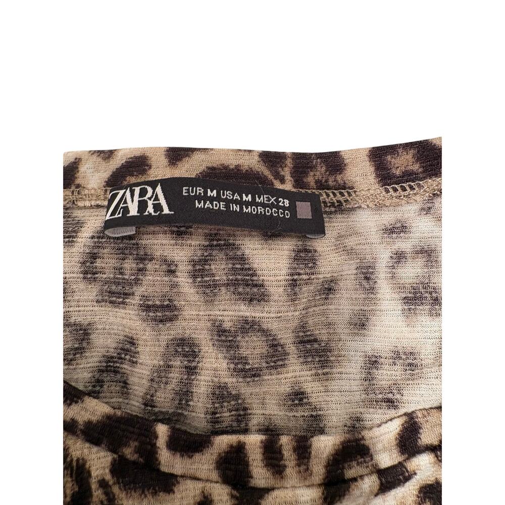 Zara leopard print tiered midi dress size M - Picture 6 of 9